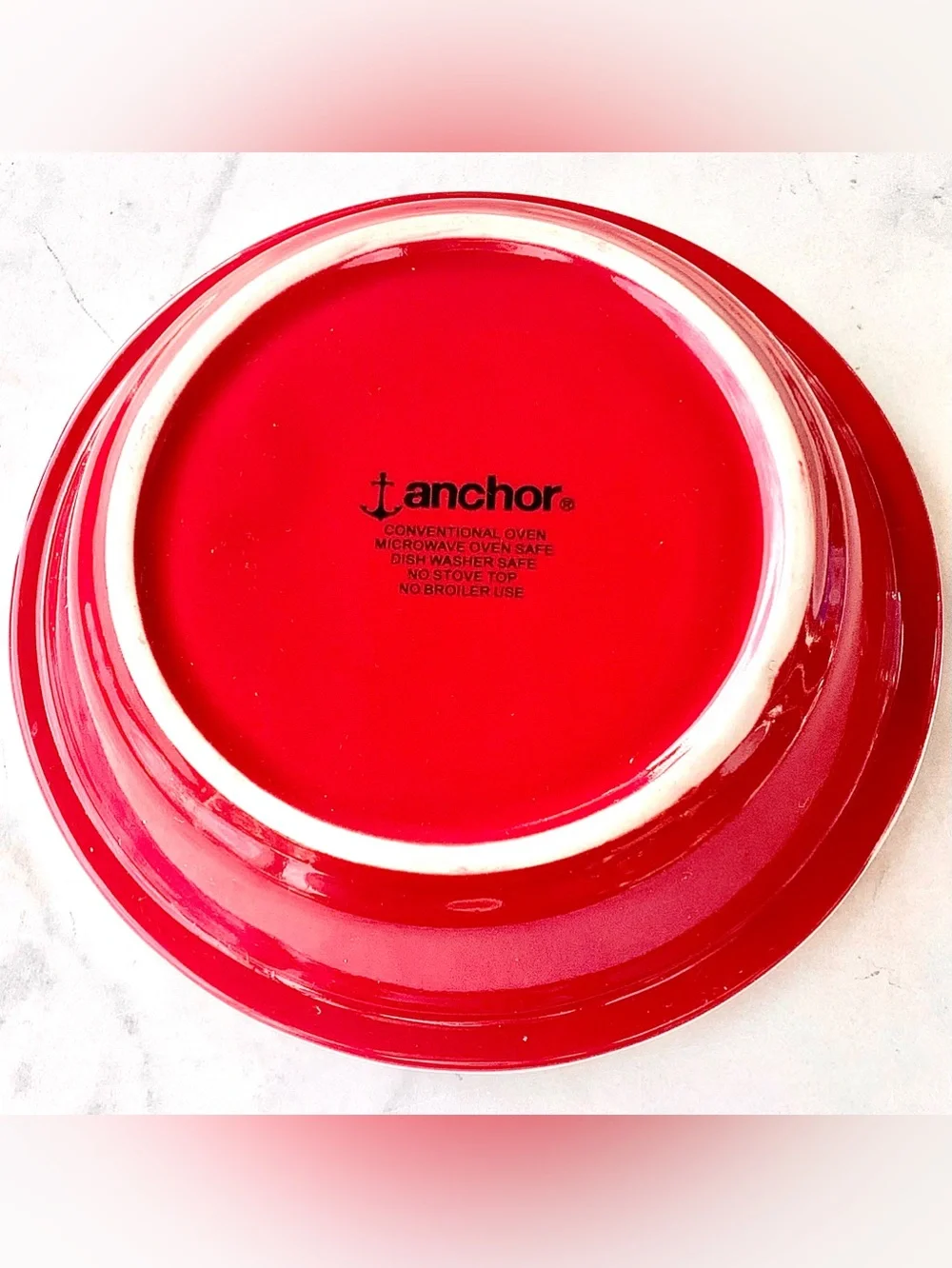 Anchor Hocking Red and White Scalloped Ceramic Pie Plate MINI 6 IN SINGLE SERVE